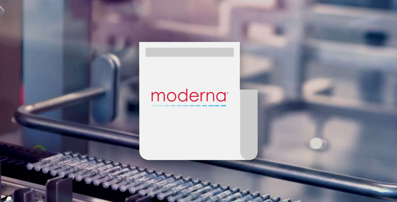 press release from moderna on vaccine factory background